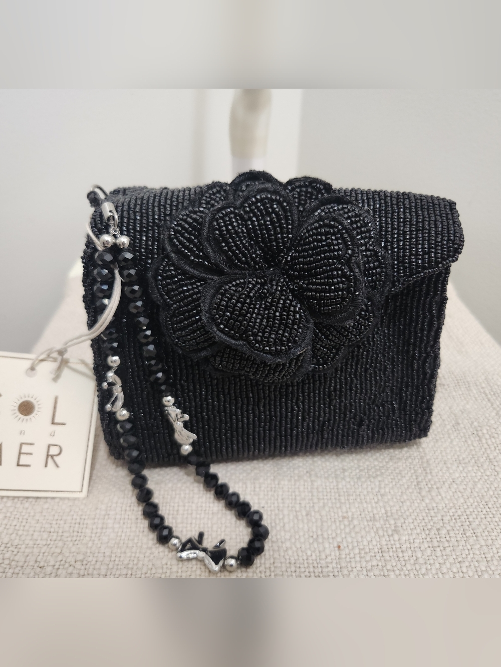 Beaded Black Wristlet